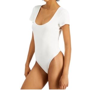 NWT Jenni Ribbed Square Neck Bodysuit Angel White Stretch